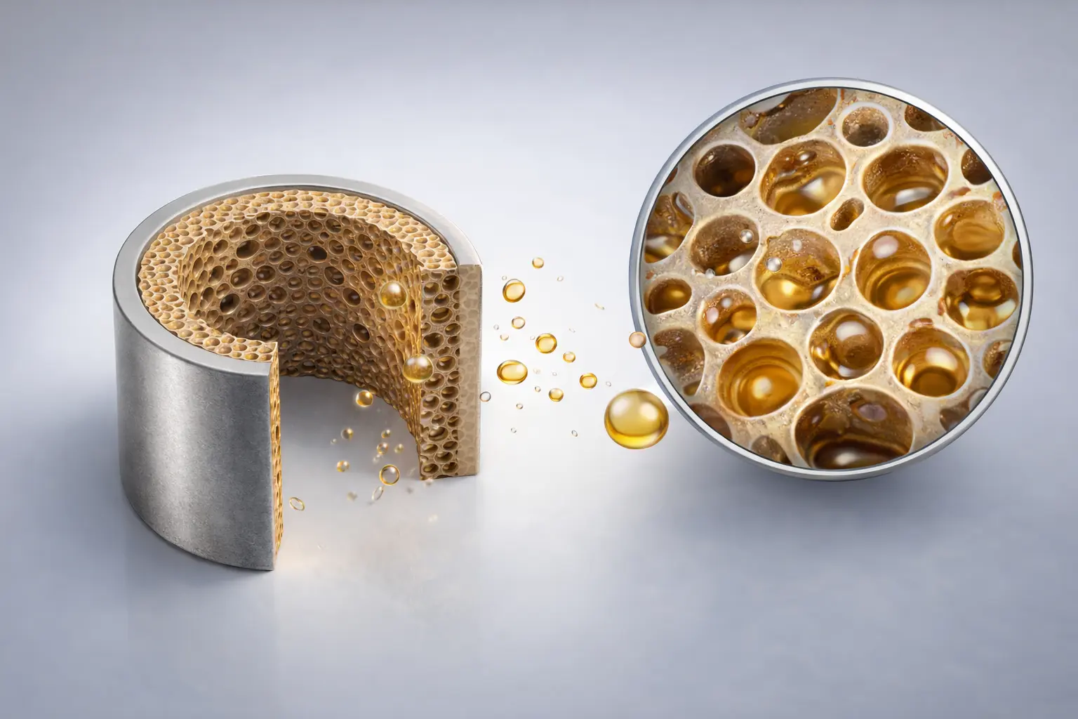 Microscopic view of sintered metal structure