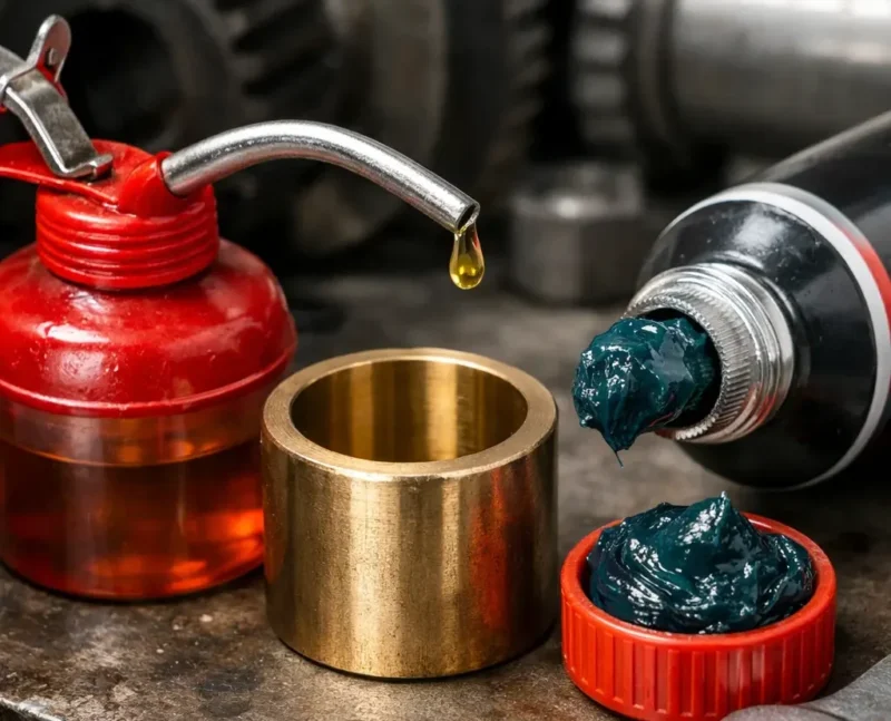 A technician lubricating a machine part, highlighting maintenance needs