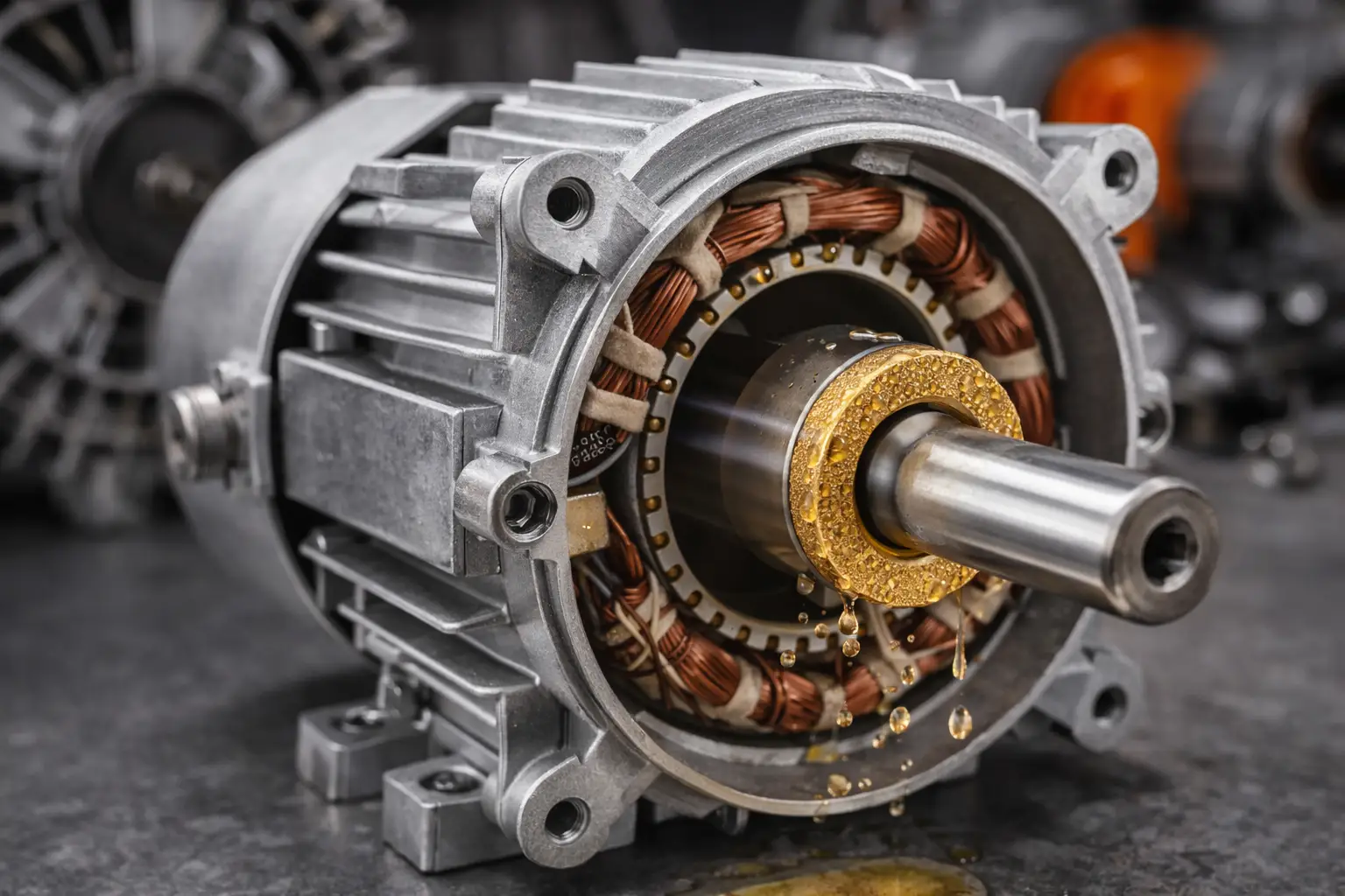 A view inside a complex gearbox showing where bearings are located