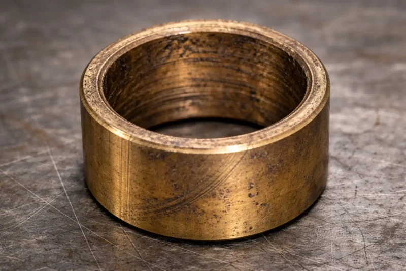 Signs of a Bad Bushing A close-up of a worn industrial bushing showing signs of wear and tear.