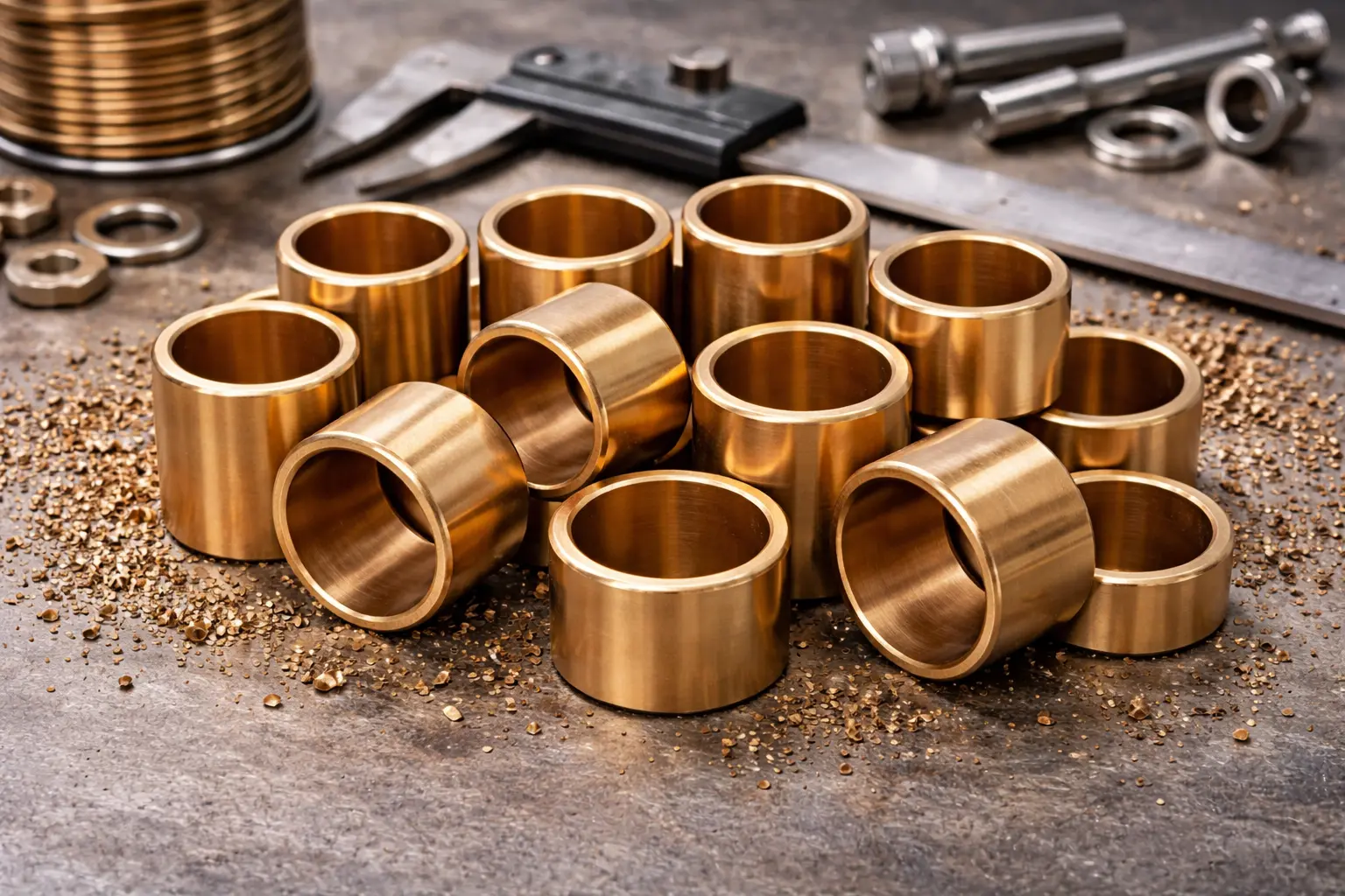 A collection of tin bronze bushings