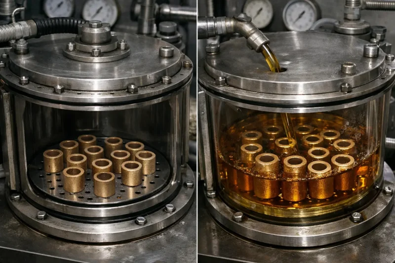 Leaded and Sintered bronze bushings side-by-side