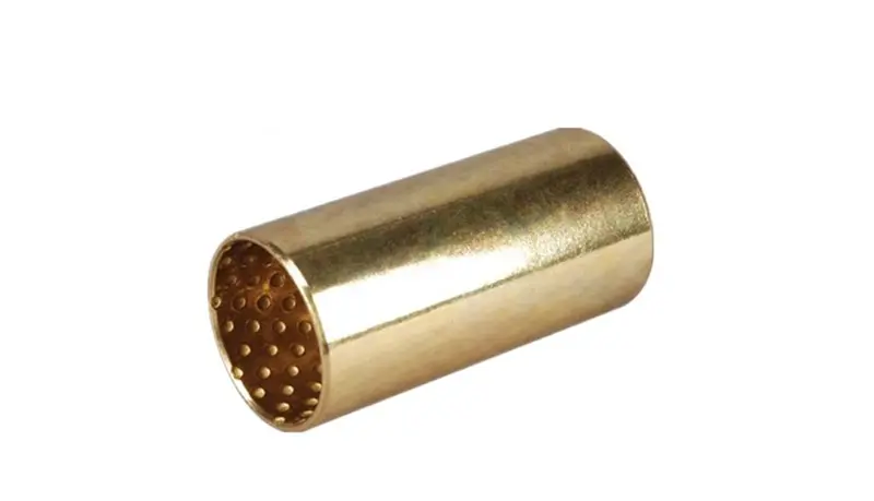 A bronze wrapped bushing with diamond-shaped oil pockets