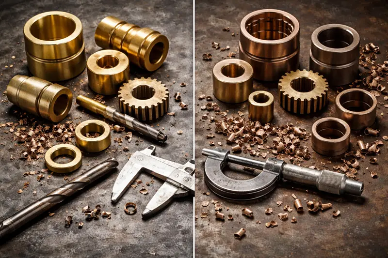 A chart comparing the properties of bronze and brass