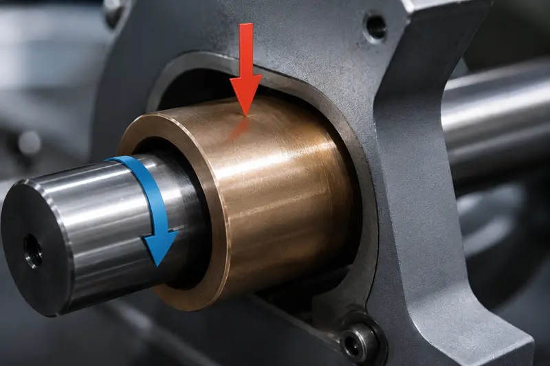 A diagram showing radial load on a sleeve bushing