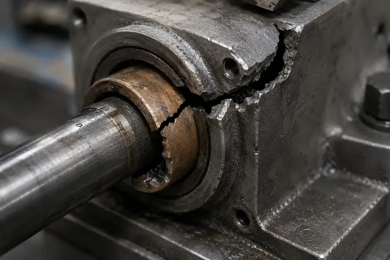 A scored and damaged shaft next to a worn bushing