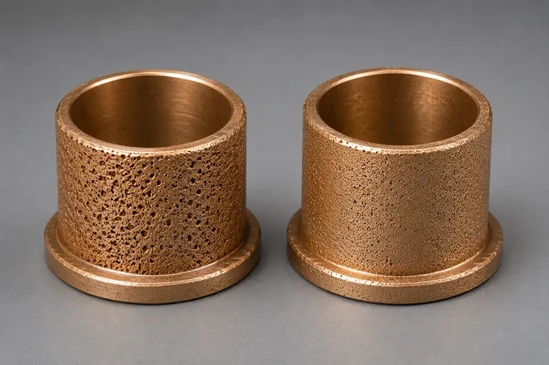 Two visually similar bronze bushings side-by-side