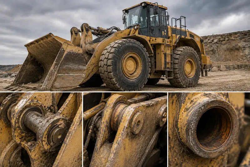 A heavy-duty construction vehicle, an unsuitable application for sintered bushings
