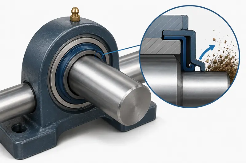 A sealed bearing unit showing a wiper seal protecting the bushing from dust and mud.