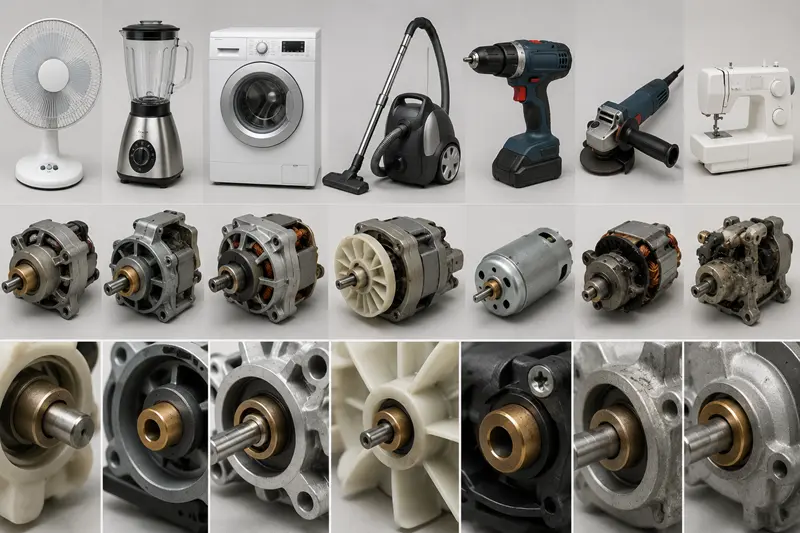 An array of small appliances and motors where sintered bushings are used